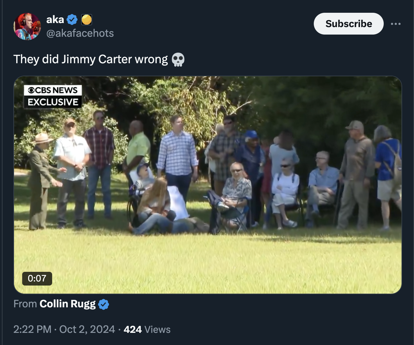 screenshot - aka They did Jimmy Carter wrong Cbs News Exclusive From Collin Rugg 424 Views Subscribe